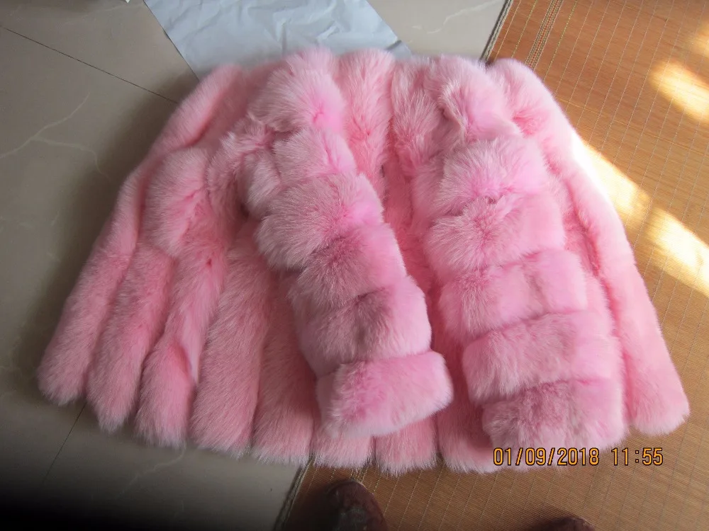 Custom Womens  Thick Warm Blue Fox Real Fur Coat Thick Jacket 2021 Winter Warm O-Neck Natural Fur women clothes