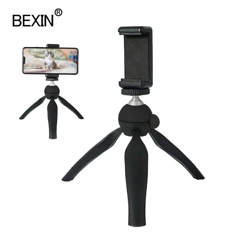 

BEXIN Lightweight Mini phone clip tripod holder Portable Desktop cell camera mobile phone tripods stand for selfie stick gopro, Black