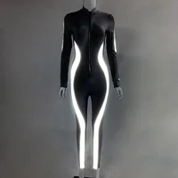 

hot sell women sexy fluorescence glow in the dark reflective one piece overall romper jumpsuit