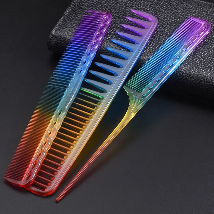 

Classic Hair Cutting Styling Comb Electroplating Gold Rainbow Barber Trimmer Comb Professional Hairdressing Salon Barbers Combs, Color
