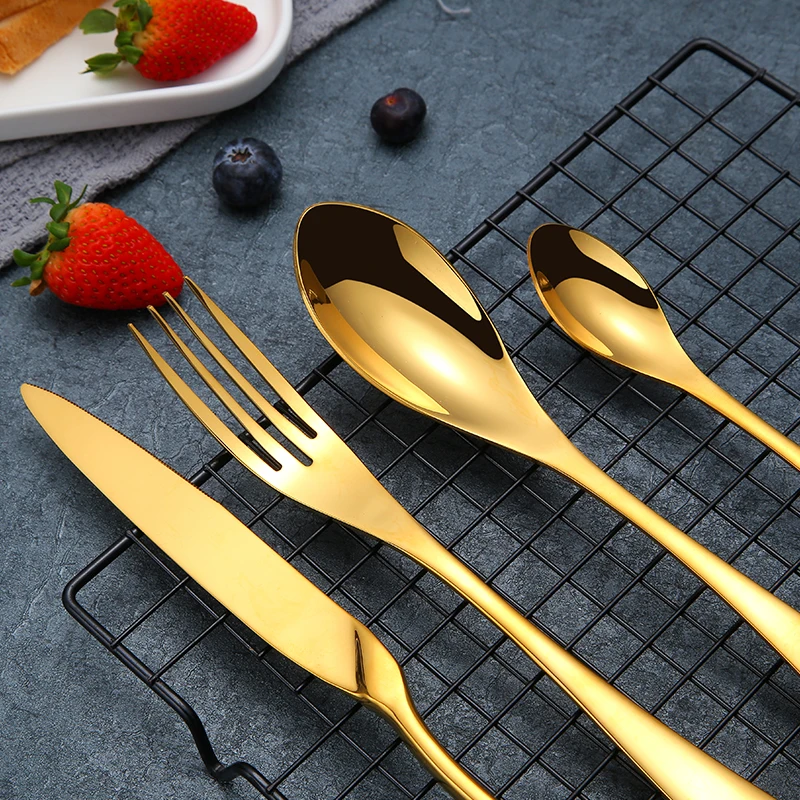 

Elegant Hot Sell 18/10 Special Whale Shaped Gold Cutlery Set Stainless Steel Cutlery Set Spoon/Fork/Knife
