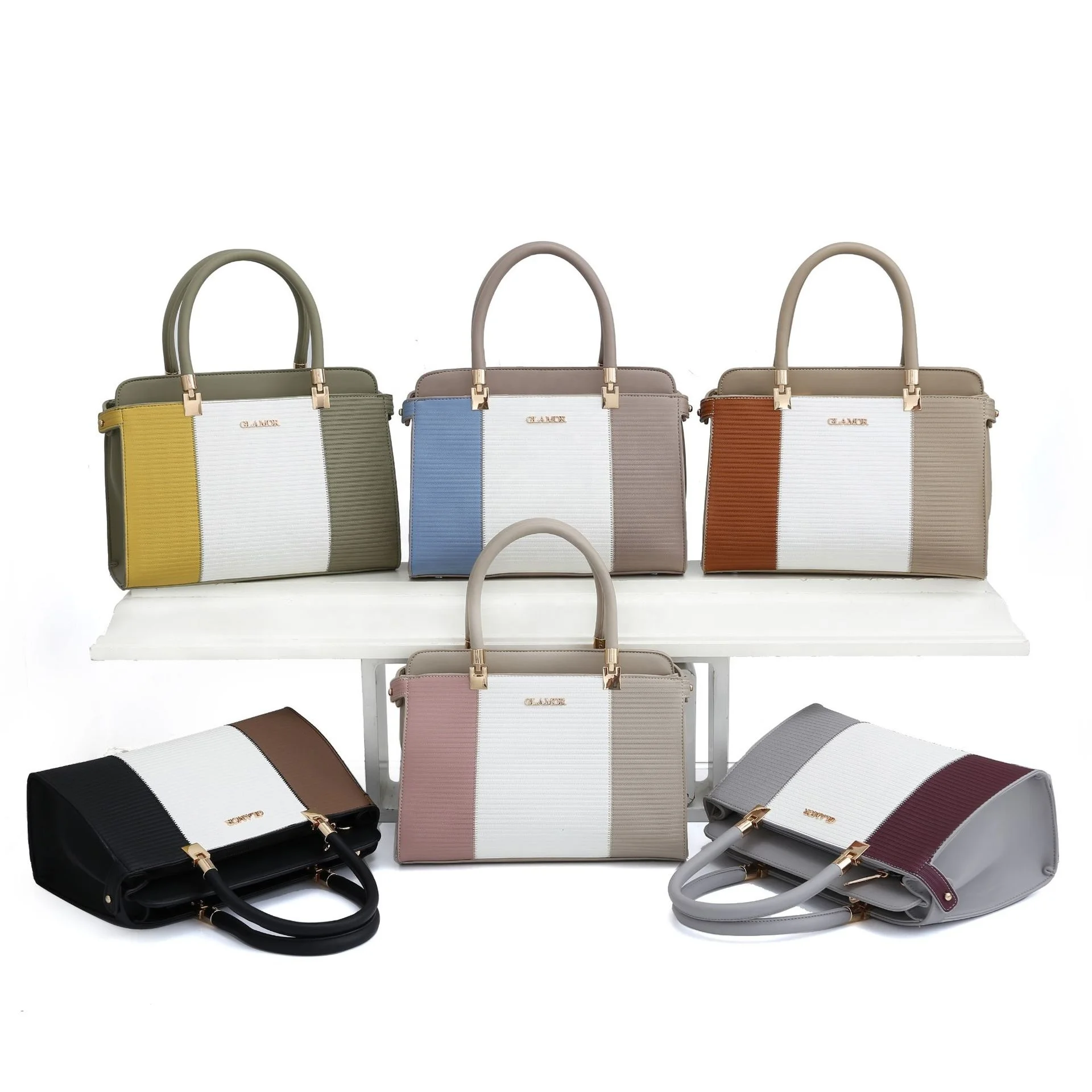 

Hot Popular Elegant Women Splicing Crossbody Synthetic Leather Shoulder Luxury Tote Bag