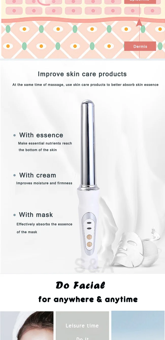 Sah02 Micro Current Electroporation Galvanic Spa Face Lifting Facial