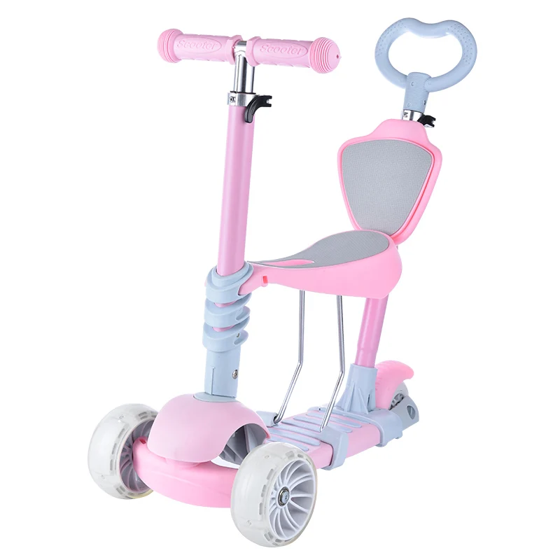 

Factory Price Four In One Baby Walker Kids Kick Scooter Push Scooter With Three Flash Pu Wheels
