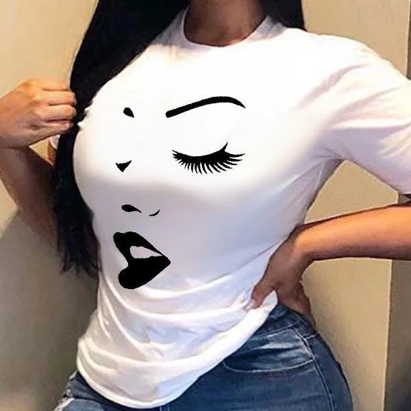

2021 summer new designer pure cotton tshirt women O neck short sleeve fashion cartoon vintage printed streetwear