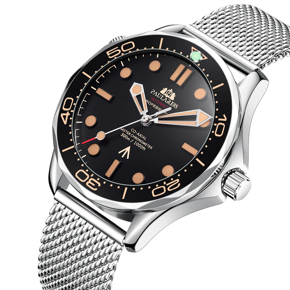 

PAULAREIS luxury silver man mechanical watch formal Stainless steel band Waterproof automatic Minimalist business watch design