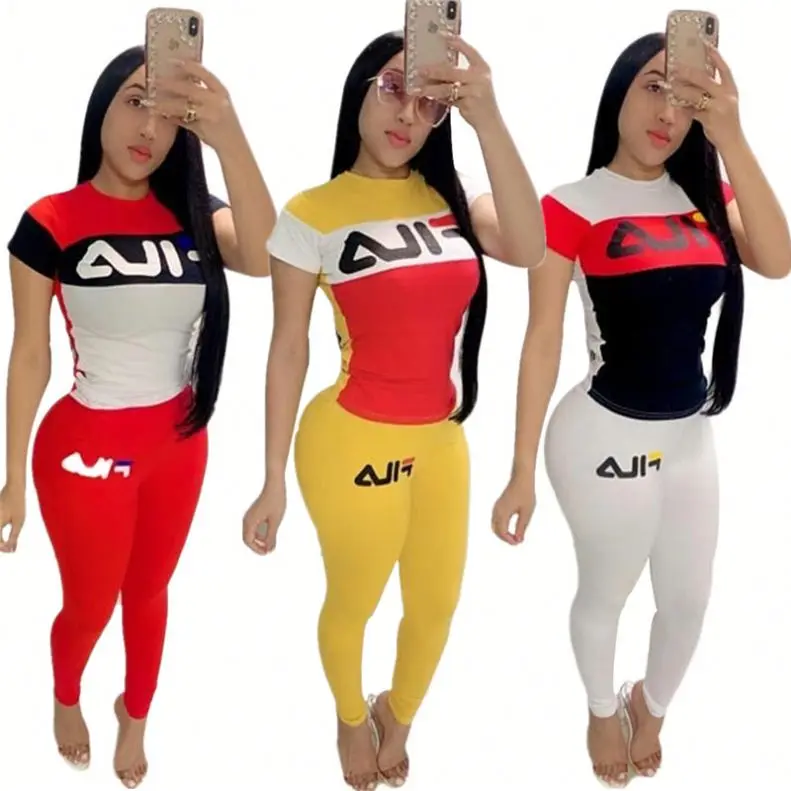 fashion hot women clothes 3colors letter print two Piece tracksuit Outfit 2 Piece clothing Set 2019