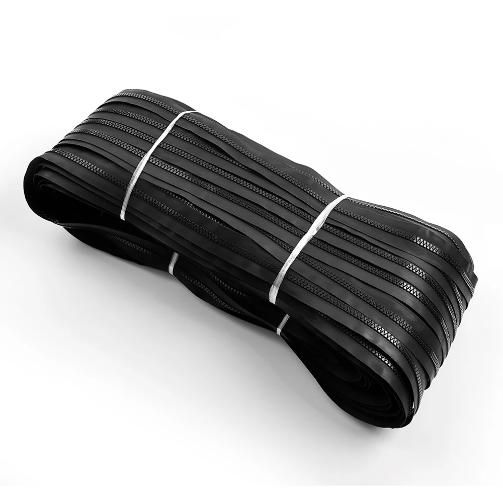 

8# Black PU Water Proof Long Chain Rubber Zipper For Tote Bag Garment Mattress Cover Hideaway Plastic Waterproof Zipper Roll