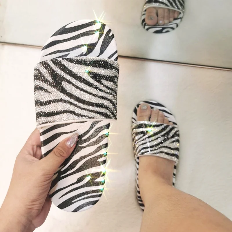 

Animal Snake Pattern Flat Bottom sandals lady new design Zebra pattern slides outdoor indoor slippers, Snake pattern /zebra pattern