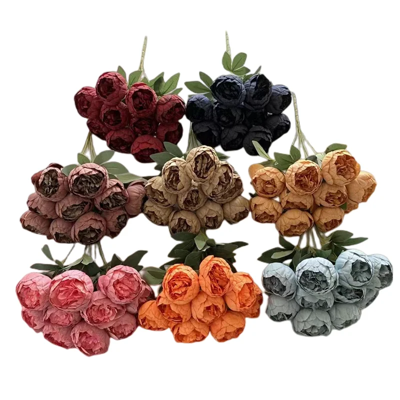 

New product 9 heads silk peonies bush artificial flowers peony flower for home decoration