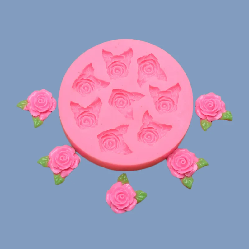 

8 Small Rose Flower Silicone Mold Chocolate Fondant Cake Diy Jewelry Decoration Mold Spot Wholesale Kitchen Accessories, As show