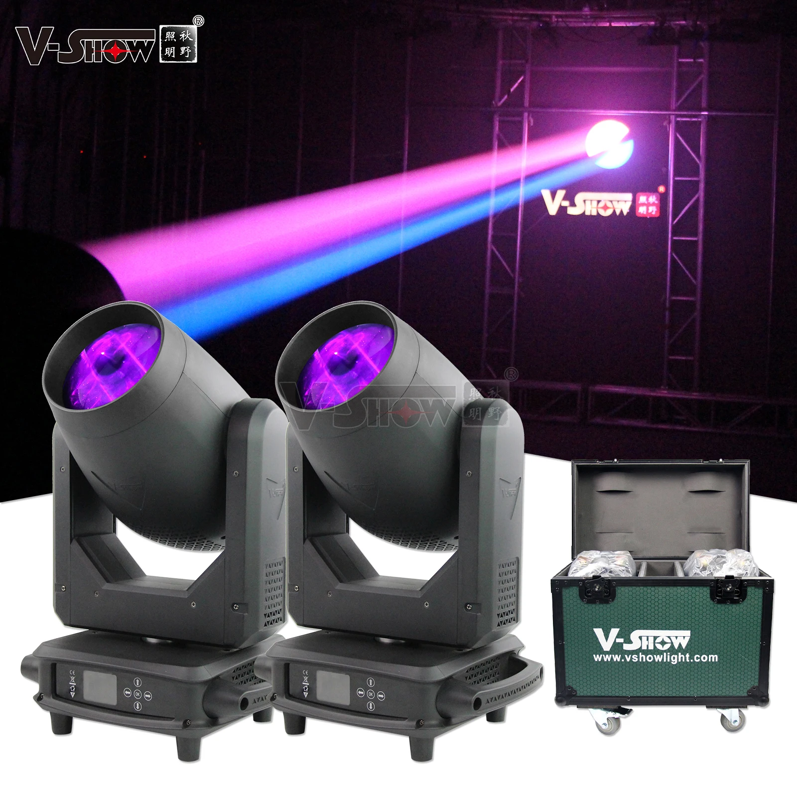 

shipping from USA 2pc with flightcase T911 Pioneer 300W DMX Moving Head Light Beam Lamp Movers Stage lighting dj 300w