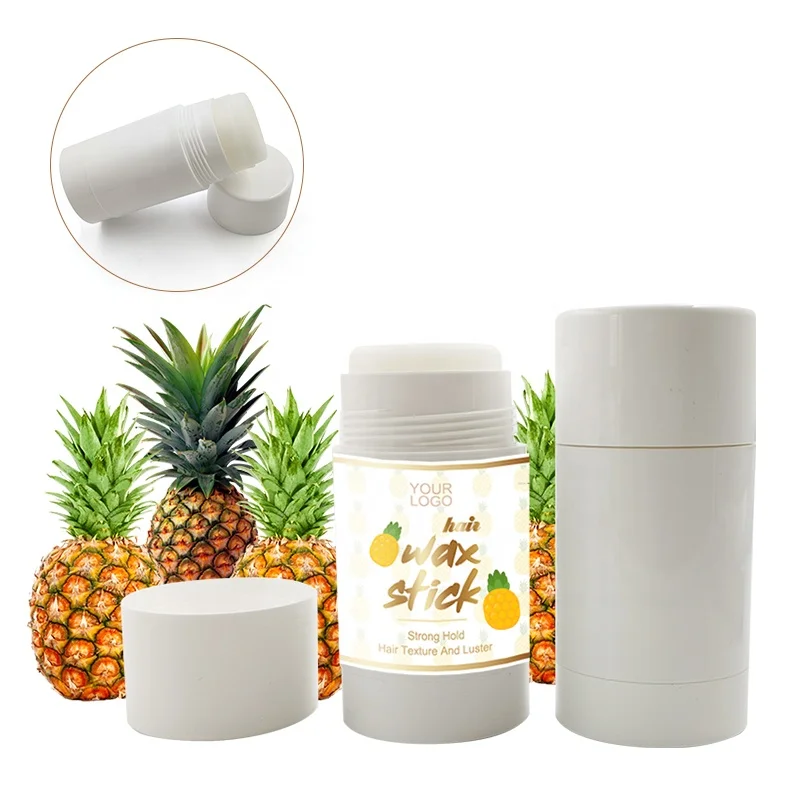 

High Quality Hair Wax Stick Strong Hold Private Label Edge Control Pineapple Scent Hair Wax Stick For Messy Hair, Black/ white bottle