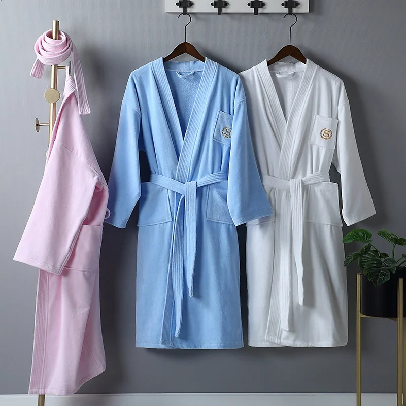 

Wholesale Luxury Hotel Quality 100% Cotton Velour Fabric Custom Bathrobe, White