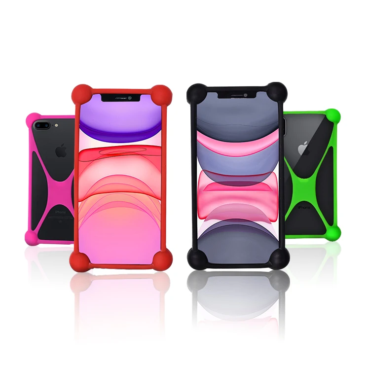

Amazon Hot Custom Logo Universal Silicone Bumper Mobile Cell Phone Case Cover, Black,blue,green,red
