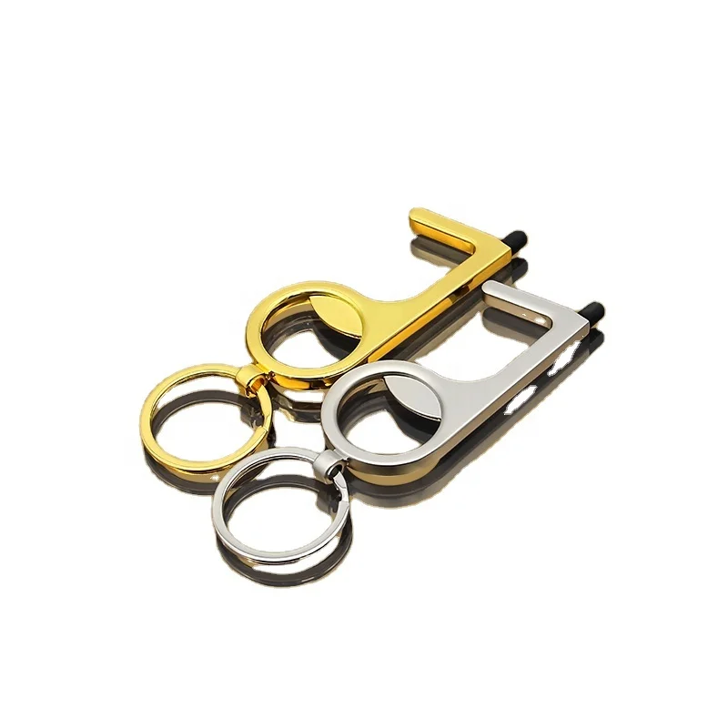 Self Defense Keychain Factory Multi Tool No Touch Key Chains Custom Logo Brass Hands Free Door Opener Keychains Online Shopping