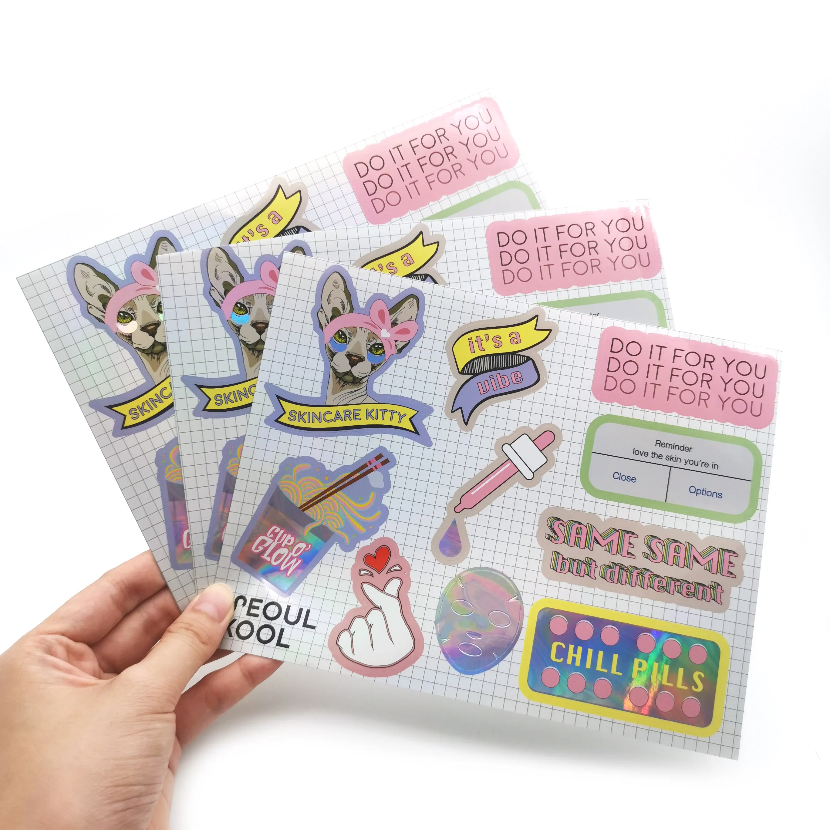 
Waterproof Rainbow Effect Holo Custom Design Vinyl Hologram Sticker Sheet Printing 