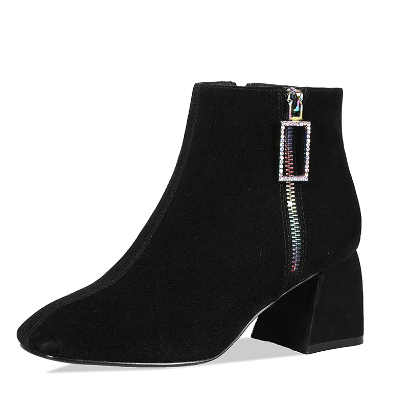 

British style women luxury fashion chelsea boots natural leather shoes pointed toe platform ankle boot zapatos de mujer botas