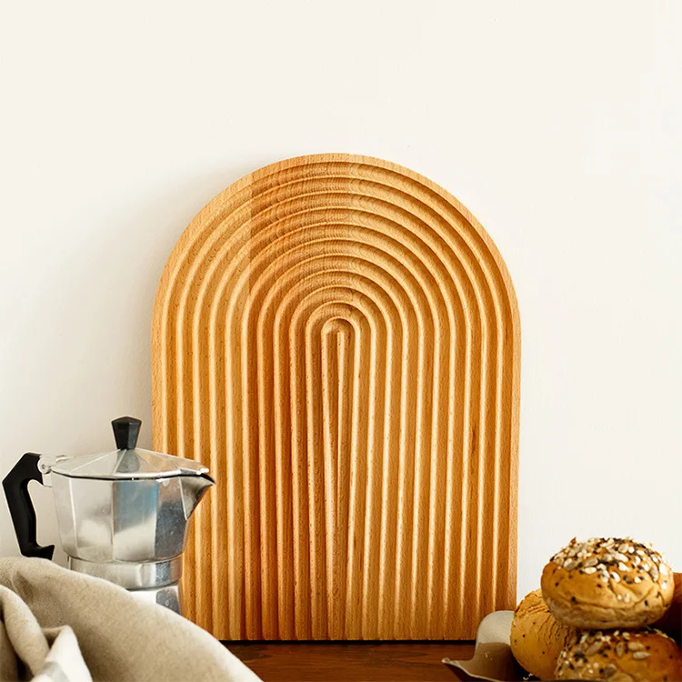 

Custom Logo Nordic household cutting board dcorative chopping block beech corrugated solid wood breadboard