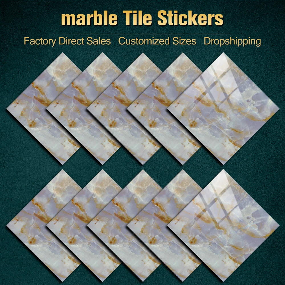 

10/15/20cm Simulation Marble Crystal Hard Film Tile Sticker Home Decor Self adhesive Waterproof Wall Decals