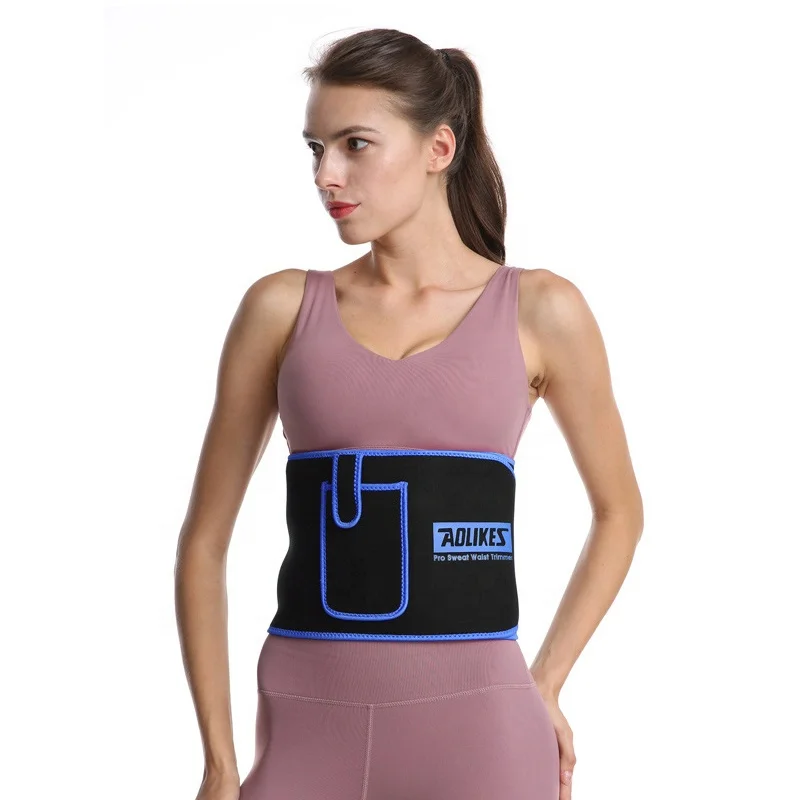 

Aolikes wholesale customized label sports slimmer sweating waist trimmer belt with phone pocket lumbar support belt