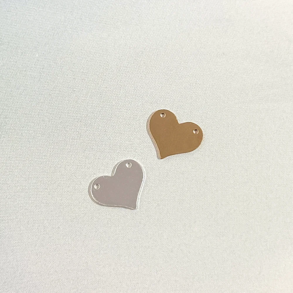 New 14K Gold Filled Heart Charms Jewelry S925 Silver Blank Love Connectors