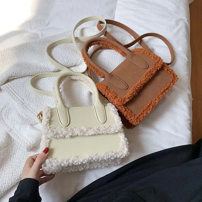 

Fall Fashion Women Handbags Mini Bag Suede Matte Leather Furry Purse Designer Top Handle Small Hand Bags Ladies