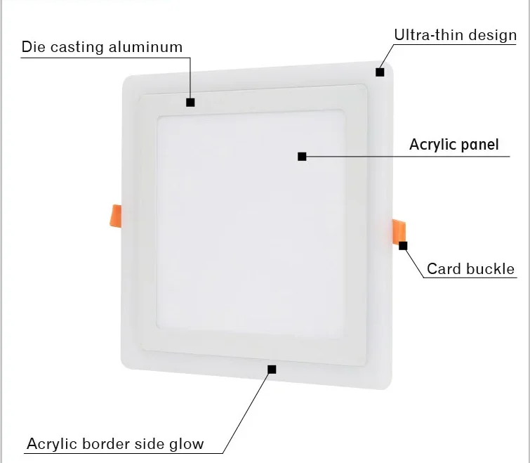 Round&Square available double color led panel 6W 9W 16W 24W-