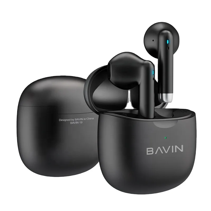 

BAVIN-19 Waterproof True Wireless Headset earbuds earphone control 5.0version wireless earphones for iphone 13 12 11 Pro Max, White black pink