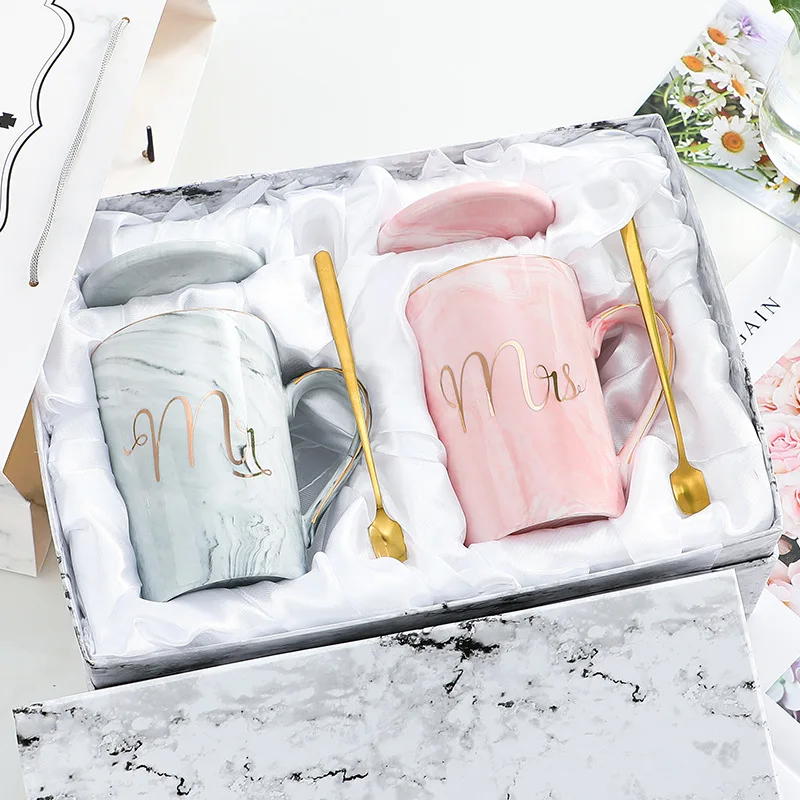 

Wholesale Valentine's Mug Set Marble Couple Ceramic Coffee Mugs Gift Box Gift Mugs