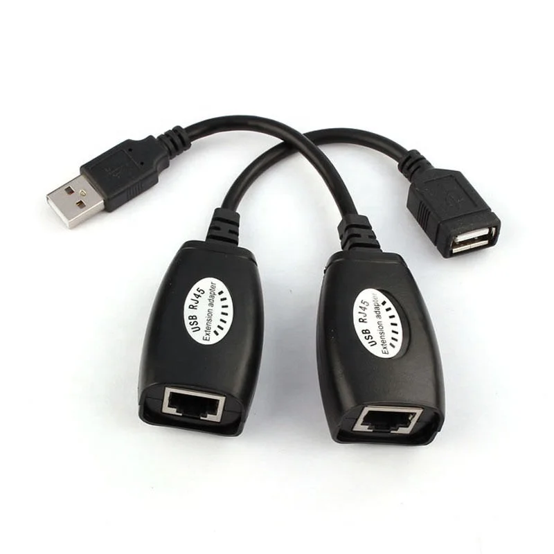 

USB UTP Extender Extension adapter Over Single RJ45 Ethernet network CAT5e Cable Up to 50M 150FT, Black