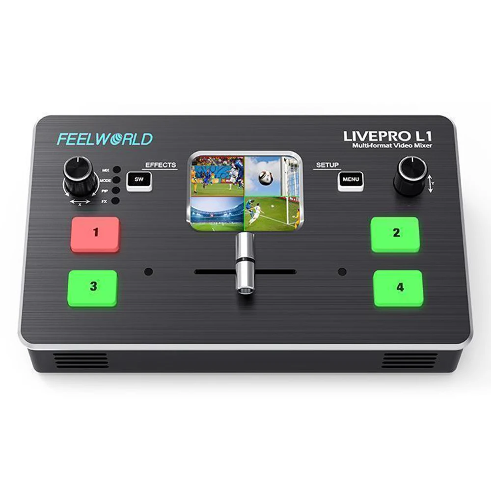 

FEELWORLD LIVEPRO L1 4 x HDMI inputs USB3.0 live streaming Multi-format Video Mixer Switcher Remote Controlling by PC/APP