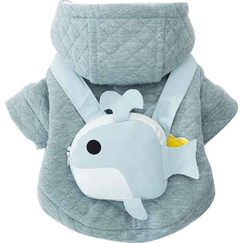 

Autumn and winter pack thickened warm cotton-padded coat two foot coat cartoon plush thickened dog winter cat pet clothes, Blue brown yellow pink