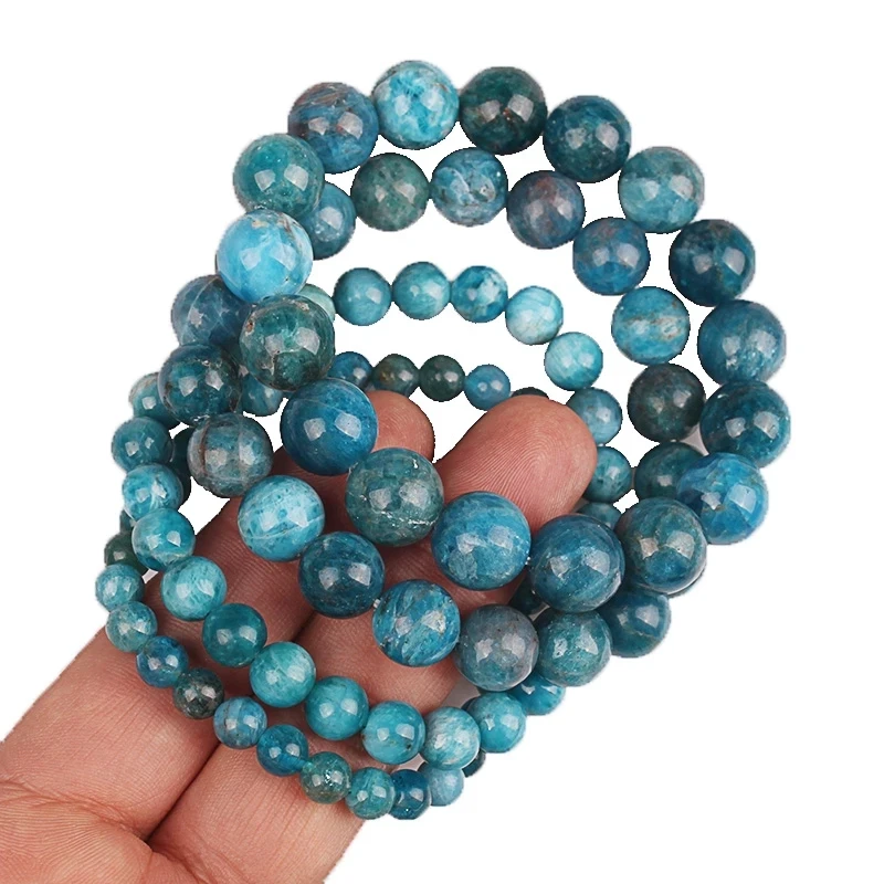

Blue Apatite Bracelet, 8mm Apatite Natural Stone Beads Bracelet Jewelry For Men Women Healing Beaded Bracelet, As photo show