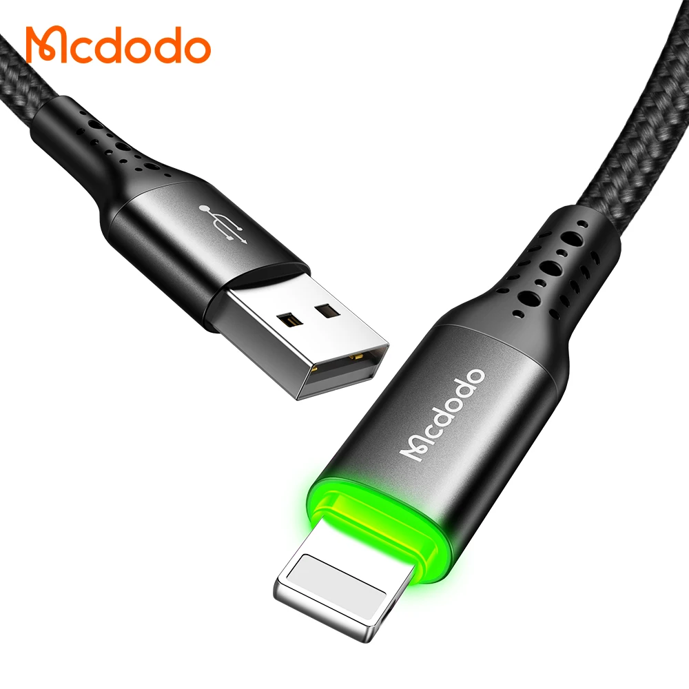 

Mcdodo Smart charging LED Light Charger Cables Auto Disconnect Fast Mobile Charging USB Data Sync Cables for iPhone, Black
