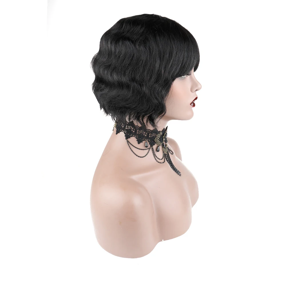 

180% density 12 Inch BOB Body wave Hair Wigs Glueless Machine Made Wigs Non Lace Wigs Natural Color Free Shipping
