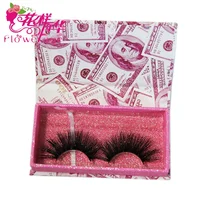 

Wholesale in stock pink dollars pattern glitter case eyelash package for mink lashes