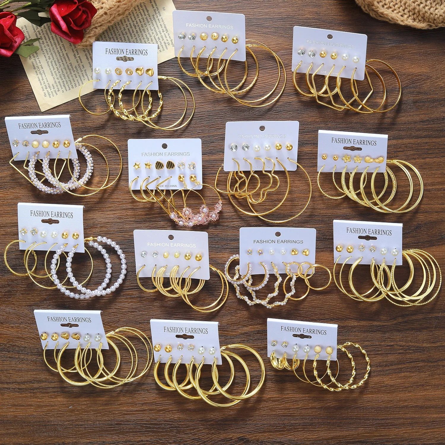 New Fashion Gold Pearl  Geometric Hoop Earrings for Women Jewelry Gift Circle Drop Earrings Trend Set