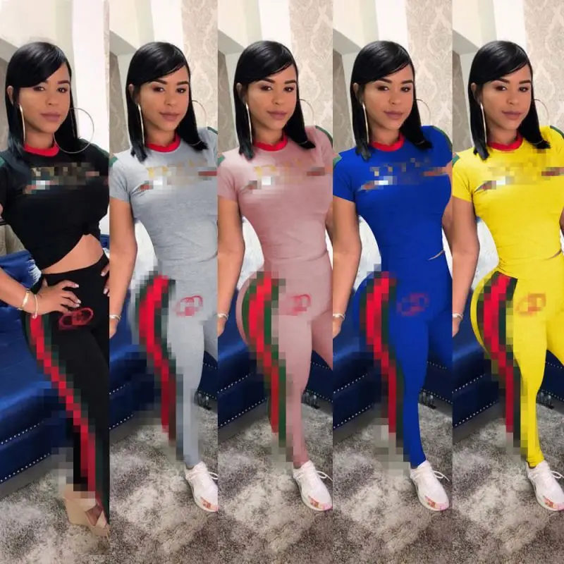 

New European and American women's clothing brand letter positioning printing fashion casual trousers suit
