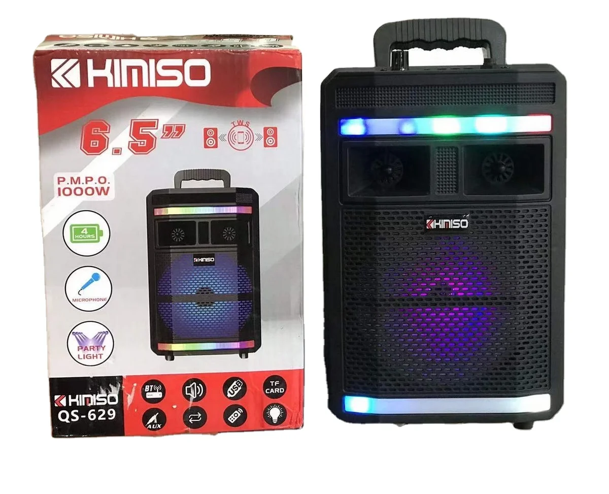 

QS-629 6.5inch Accuracy Audio wireless trolley speaker with coloured lights with microphone