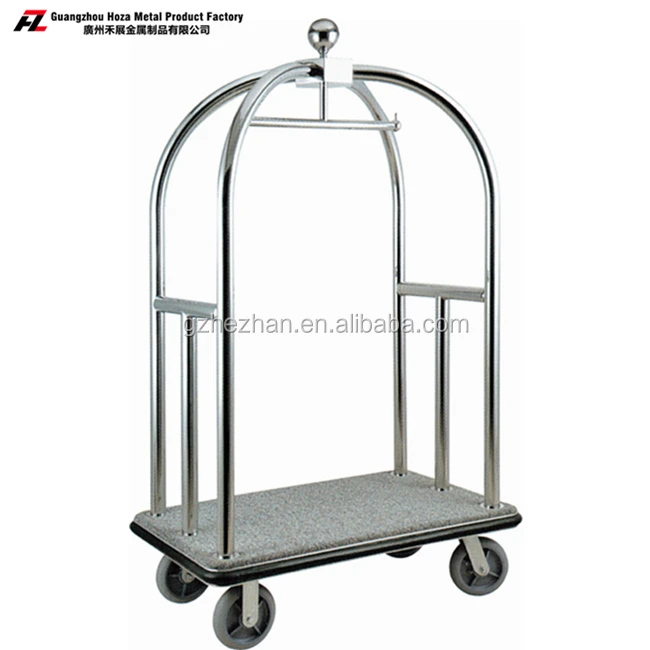 
stainless steel with titanium gold coated hotel luggage trolley carts for luggage carrying 