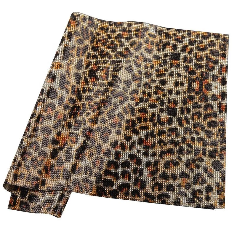 

Animal Print Self Adhesive Glue Back Rhinestone Sheets Fabric Hotfix Trim Mesh Iron-On Rhinestone Sheet For Craft Clothes, Various colors