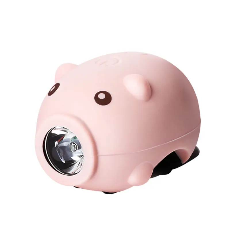 

IPX6 Waterproof Children Bike Bicycle Handlebar Bell Light Horn Lamp Bicycle lamp Cute Piggy Bike Light USB Charging Bell lamp, Pink, green,blue