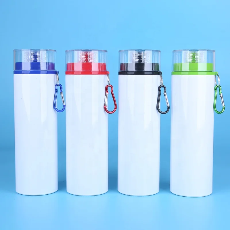 

750 ml Sublimation Water Bottle Aluminium Bottle with Colorful Smart Custom Water Bottles Sports with chain, White/silver