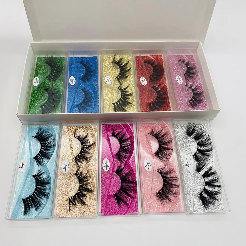 

2021 Lasheswholesale vendor 10 pair eyelash packaging lashes bulk faux mink eyelash set eyelashes 3d silk, Natural black eyelashes