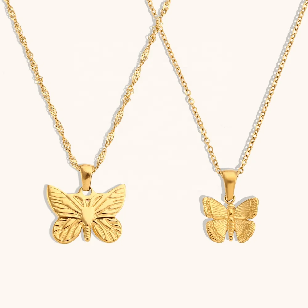 

Ding Ran Elegant Summer Fashion Gold Plated Jewelry Butterfly Pendant Necklaces For Girls