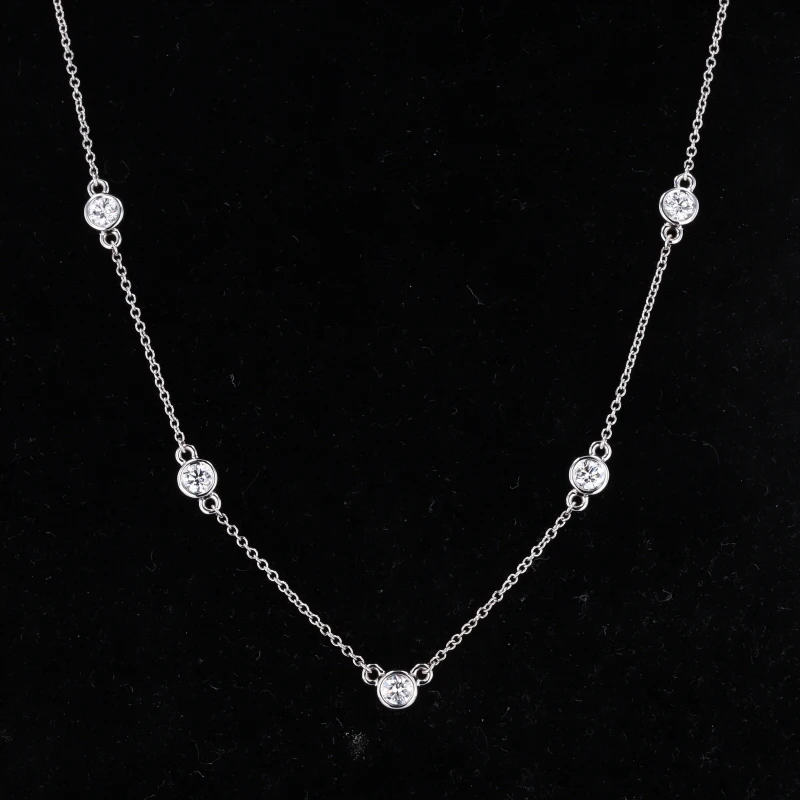 

Starsgem 14K white gold 3mm colorless DEF lab grown diamond necklace for woman