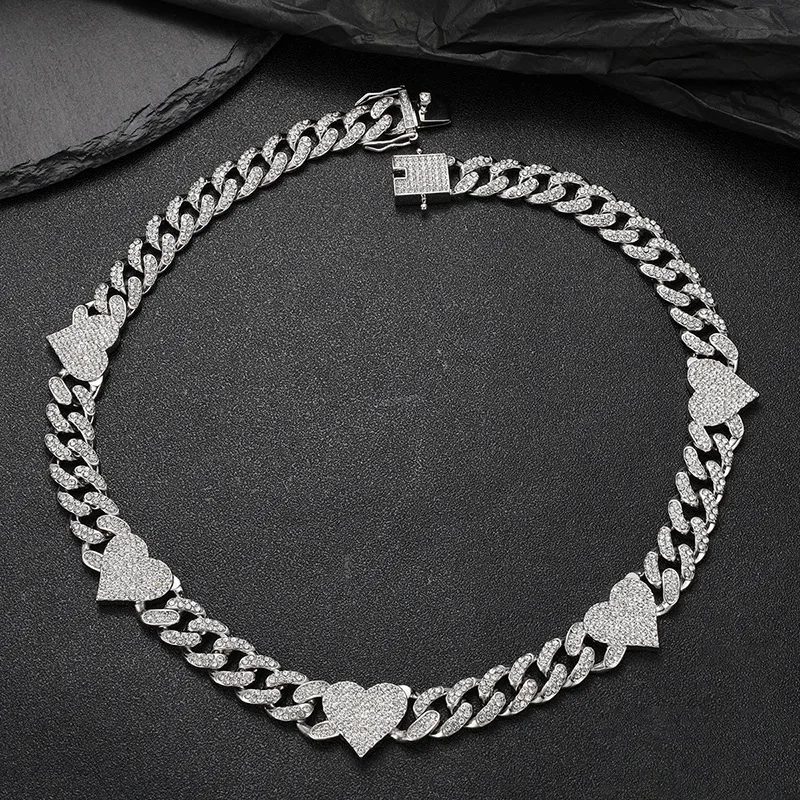 

Men Iced Out CZ Cuban Link Chain Necklace Chunky Chain Cuban Curb Necklaces Butterfly Man Punk Jewelry