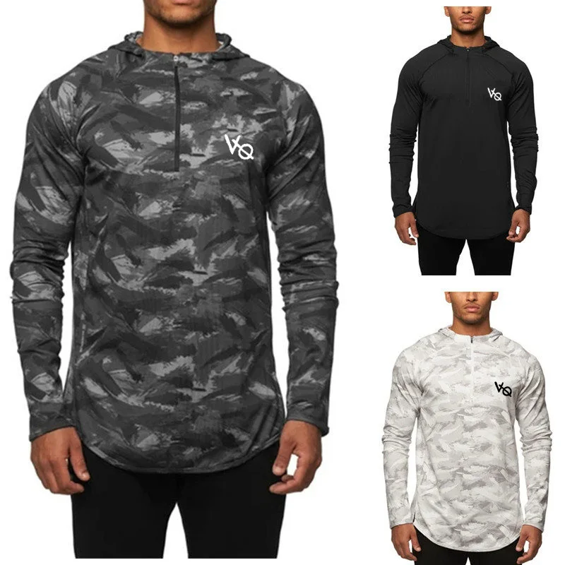 

Mens Running Shirt Long Sleeve Workout Shirts with Hoods