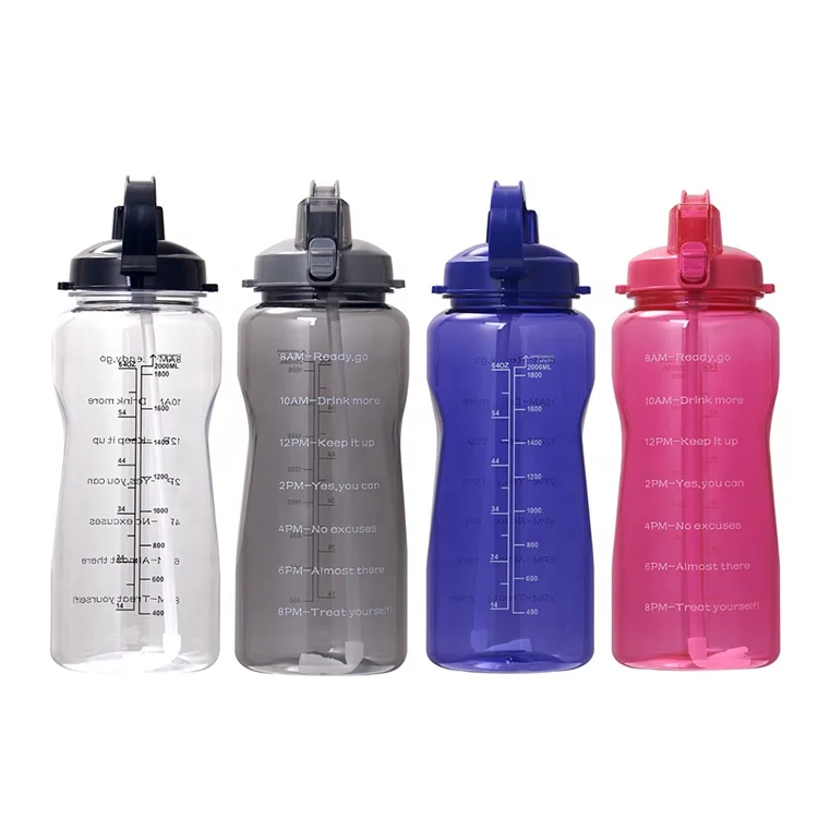 

Stock Half Gallon 2L 64oz Tritan Gradient Clear Color Sports Gym Water Bottle, Current gradient or clear color